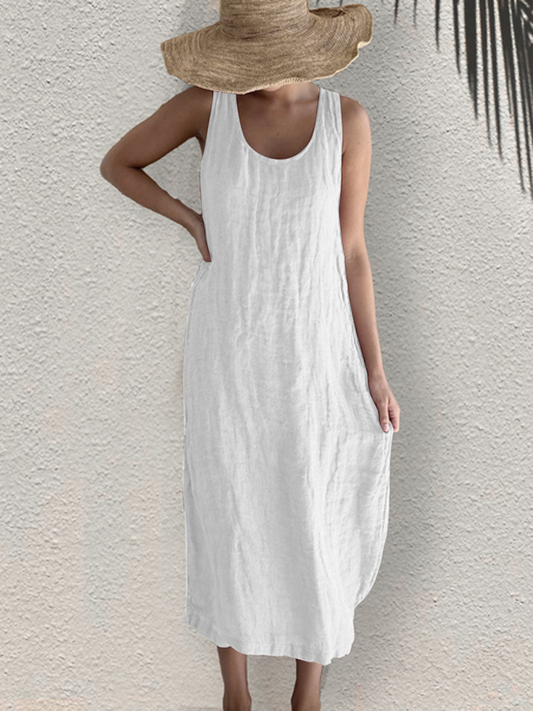 VERITY - Cotton and linen summer dress for women