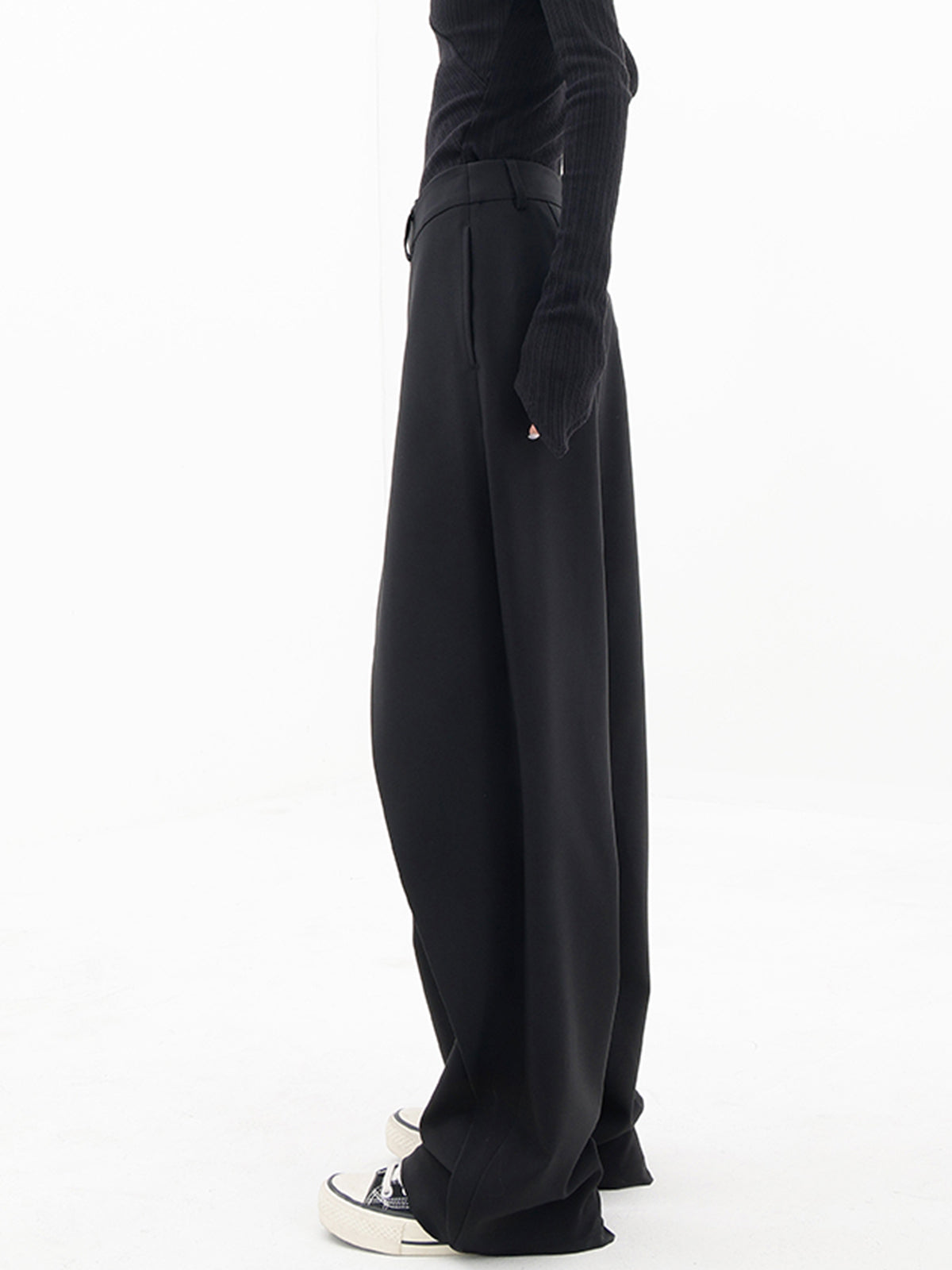 Black Baggy Pants with Pockets for Women