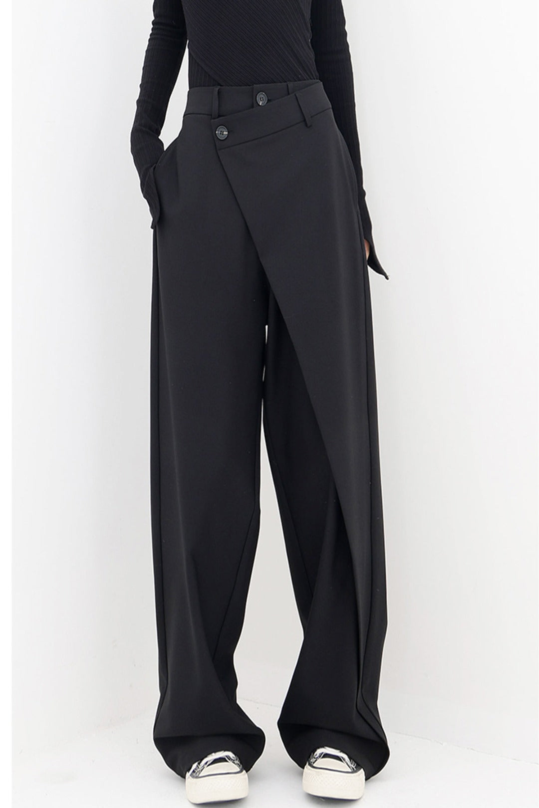 Black Baggy Pants with Pockets for Women