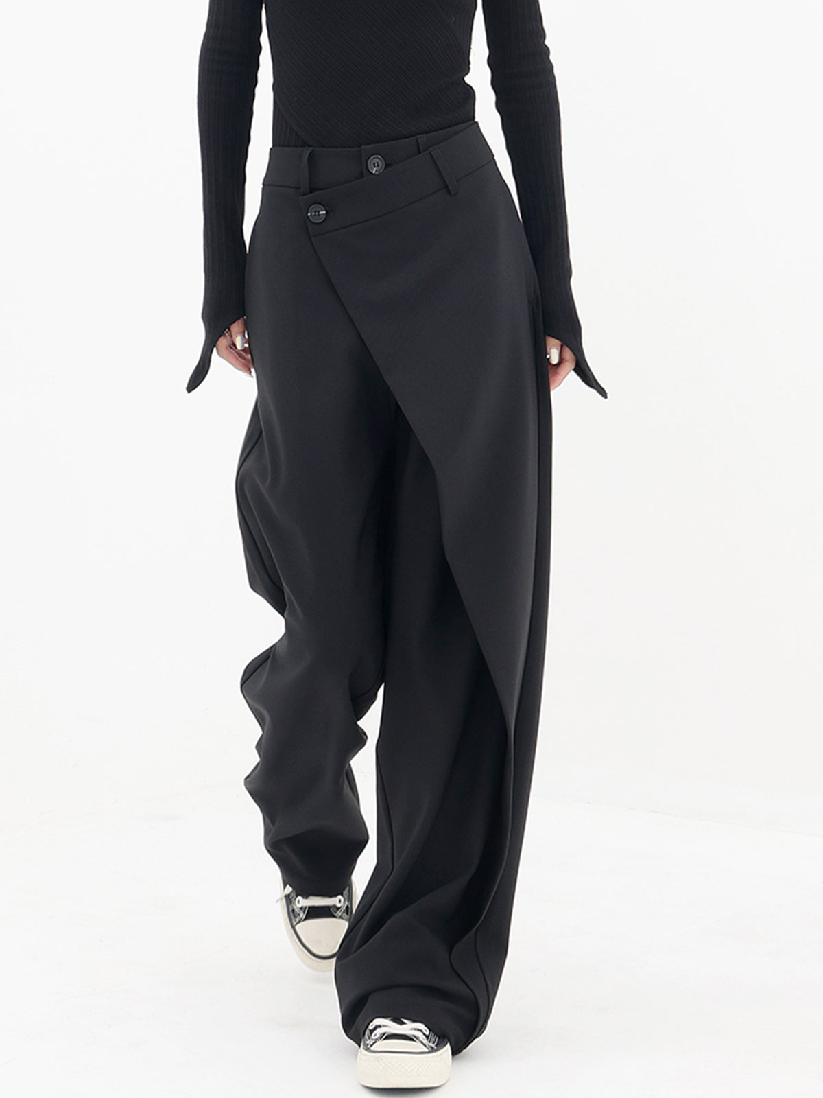 Black Baggy Pants with Pockets for Women