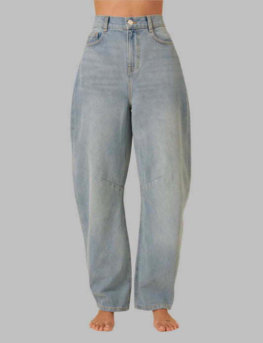 Light Wash Denim Barrel Jeans