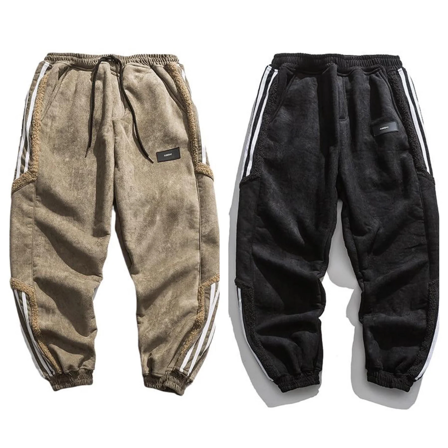 Men's Jogger Pants - Casual Fleece-Lined Relaxed Fit with Striped Detail for Street Style