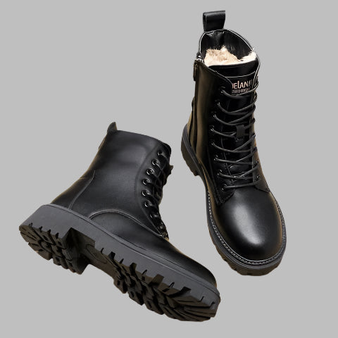 ZOEY - Orthopedic black leather winter boots for women