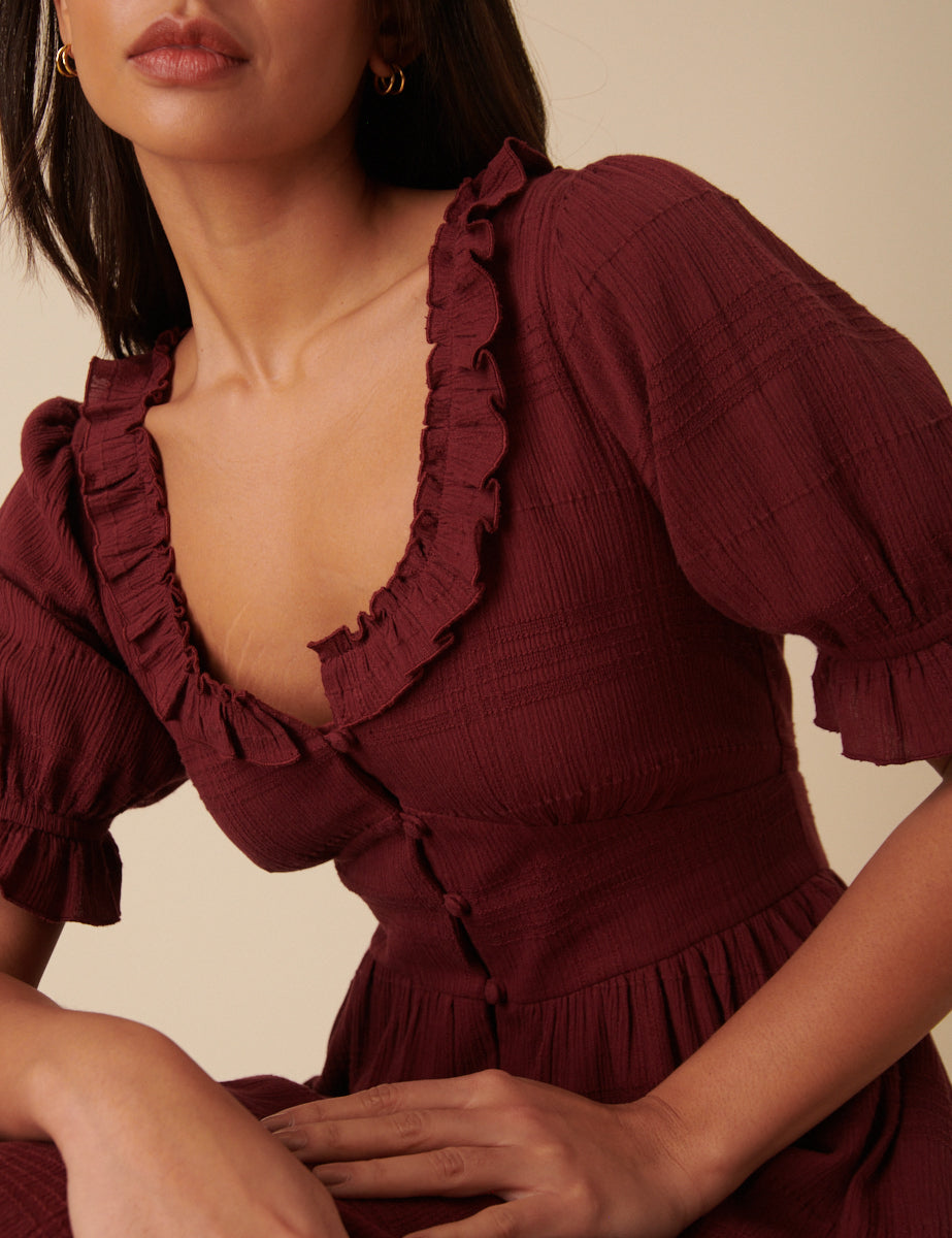 Burgundy Flossie Midi Dress