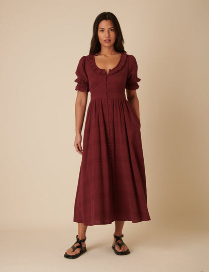 Burgundy Flossie Midi Dress