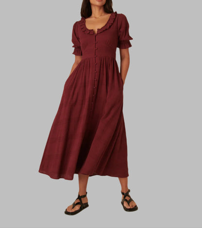 Burgundy Flossie Midi Dress