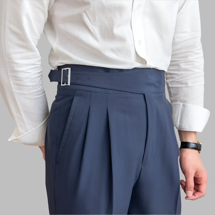 Classic buckle fastening pants high waist for men