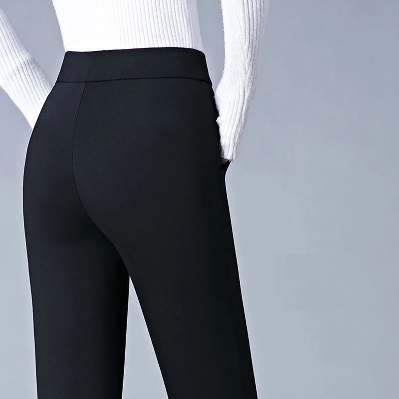 Women's straight pants with elastic high waist