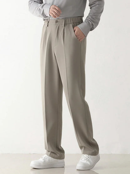 Men's Draped Formal Pants - Relaxed Fit Tailored Trousers for Business and Casual Wear