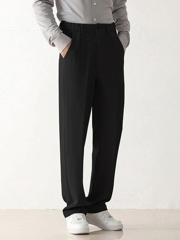 Men's Draped Formal Pants - Relaxed Fit Tailored Trousers for Business and Casual Wear