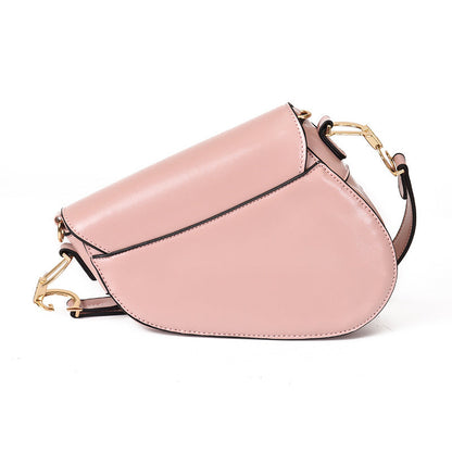 ELENA - Leather Saddle Bag with Wide Strap for women