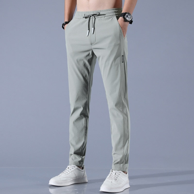 Breathable casual pants with drawstring for men