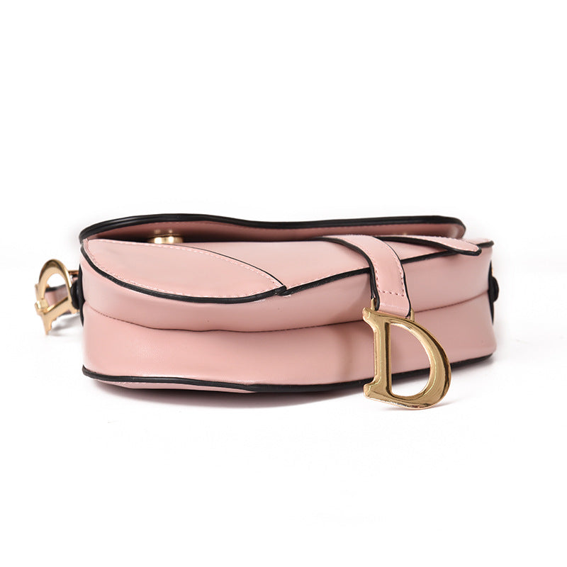 ELENA - Leather Saddle Bag with Wide Strap for women