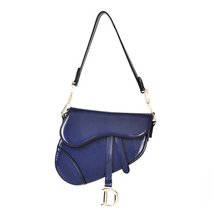 ELENA - Leather Saddle Bag with Wide Strap for women