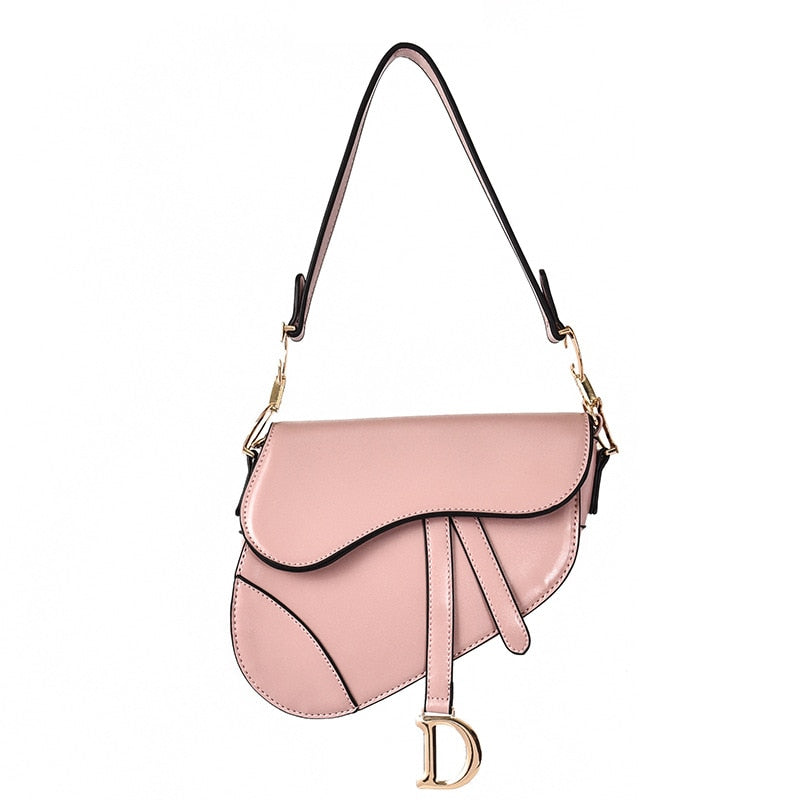 ELENA - Leather Saddle Bag with Wide Strap for women