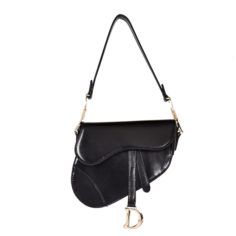 ELENA - Leather Saddle Bag with Wide Strap for women