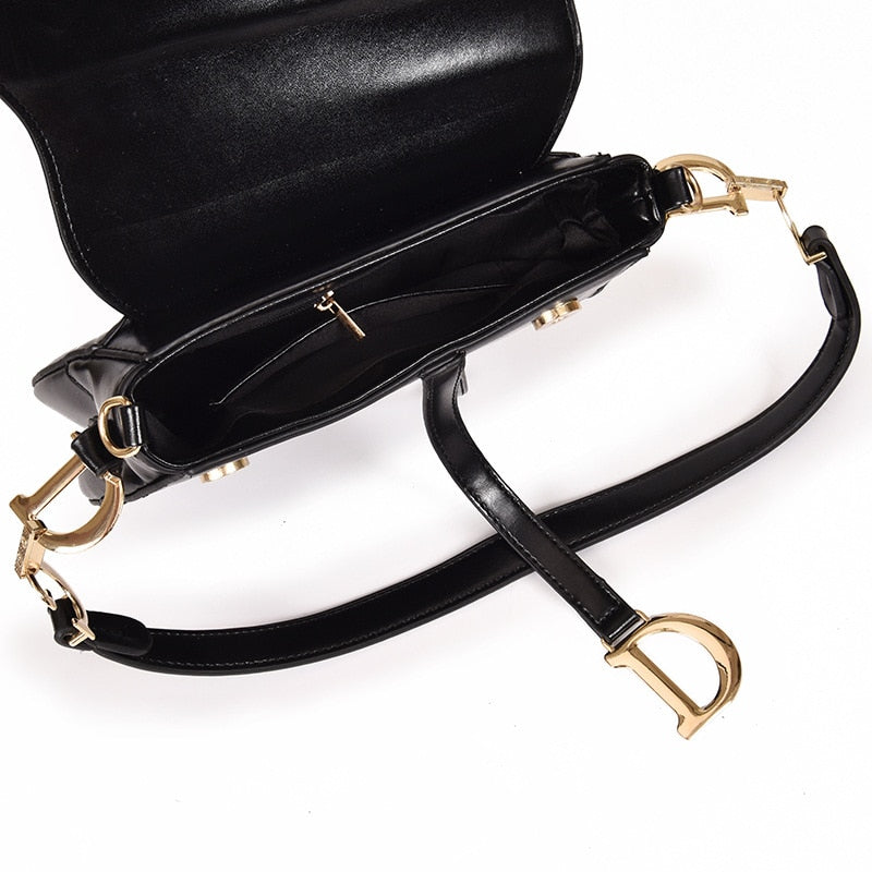 ELENA - Leather Saddle Bag with Wide Strap for women