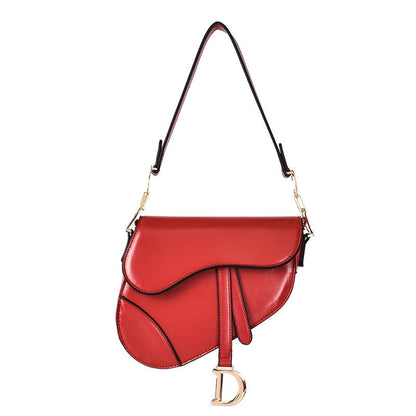 ELENA - Leather Saddle Bag with Wide Strap for women