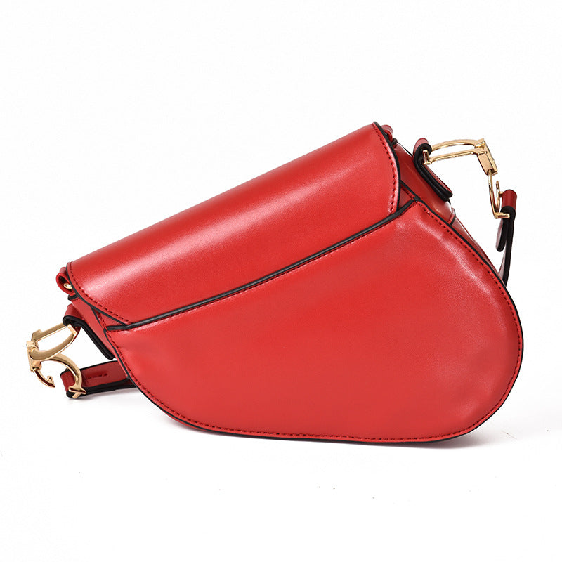 ELENA - Leather Saddle Bag with Wide Strap for women