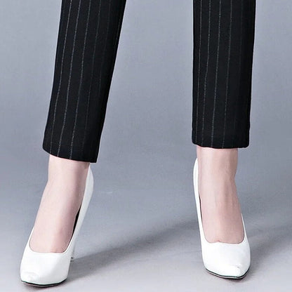 Women's straight pants with elastic high waist