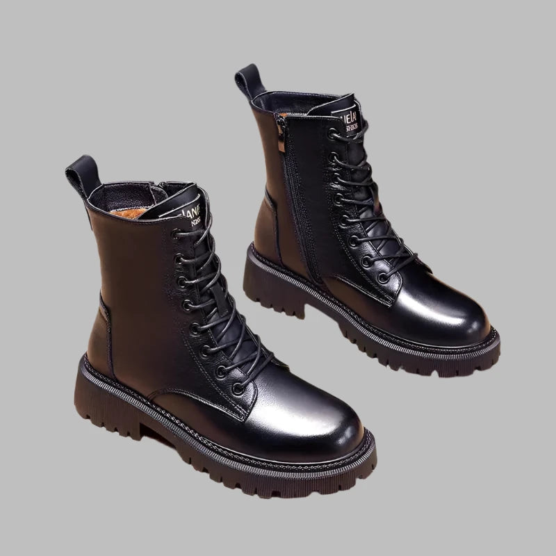 ZOEY - Orthopedic black leather winter boots for women