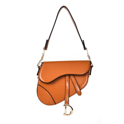 ELENA - Leather Saddle Bag with Wide Strap for women