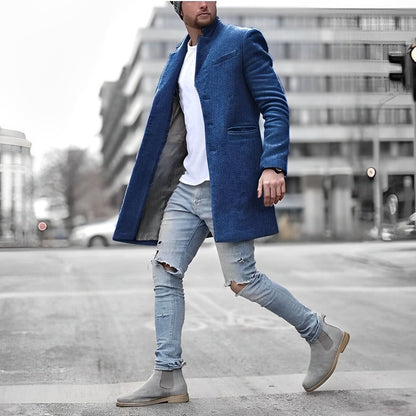 Sleek Mid-Length Coat for Men