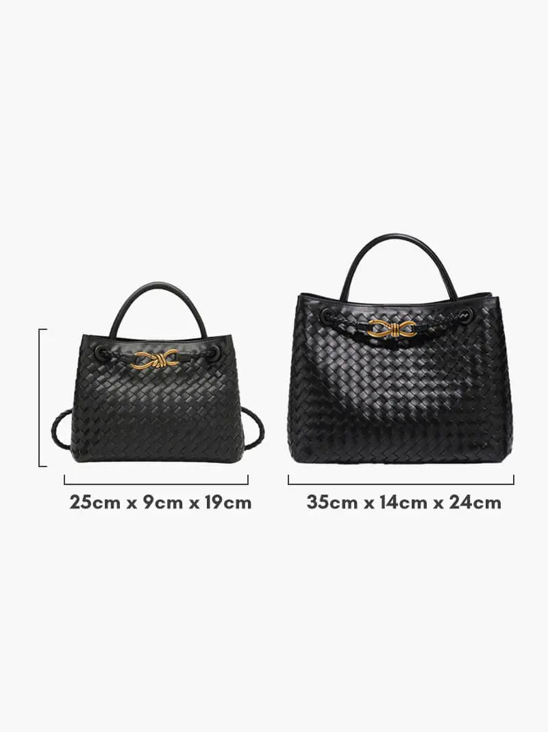 Alyn | Black Woven Leather Tote Bag