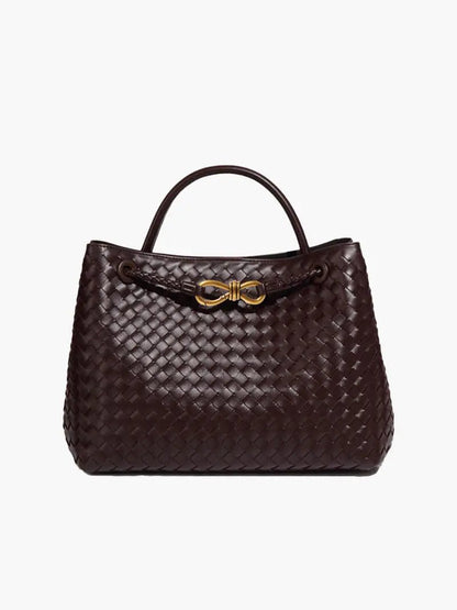 Alyn | Black Woven Leather Tote Bag