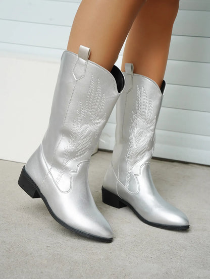 EDEN - PU Leather Cowboy Boots with Soft Lining