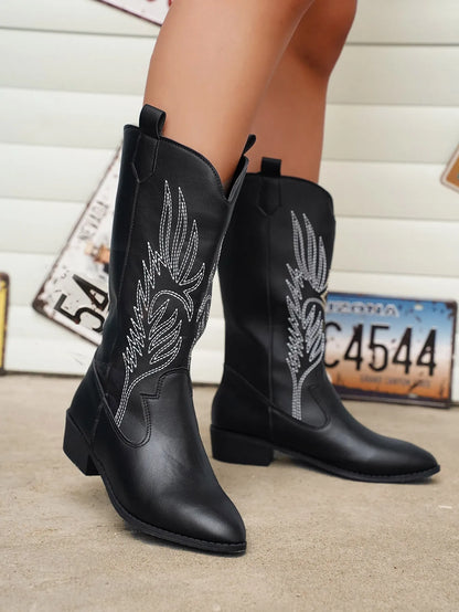 EDEN - PU Leather Cowboy Boots with Soft Lining