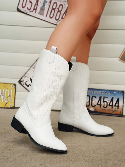 EDEN - PU Leather Cowboy Boots with Soft Lining