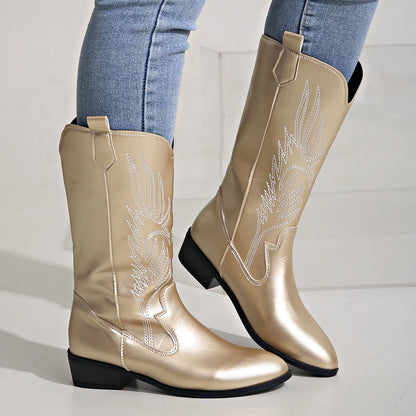 EDEN - PU Leather Cowboy Boots with Soft Lining