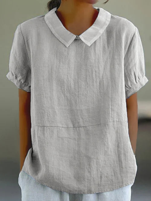 Plain Cotton and Linen Top