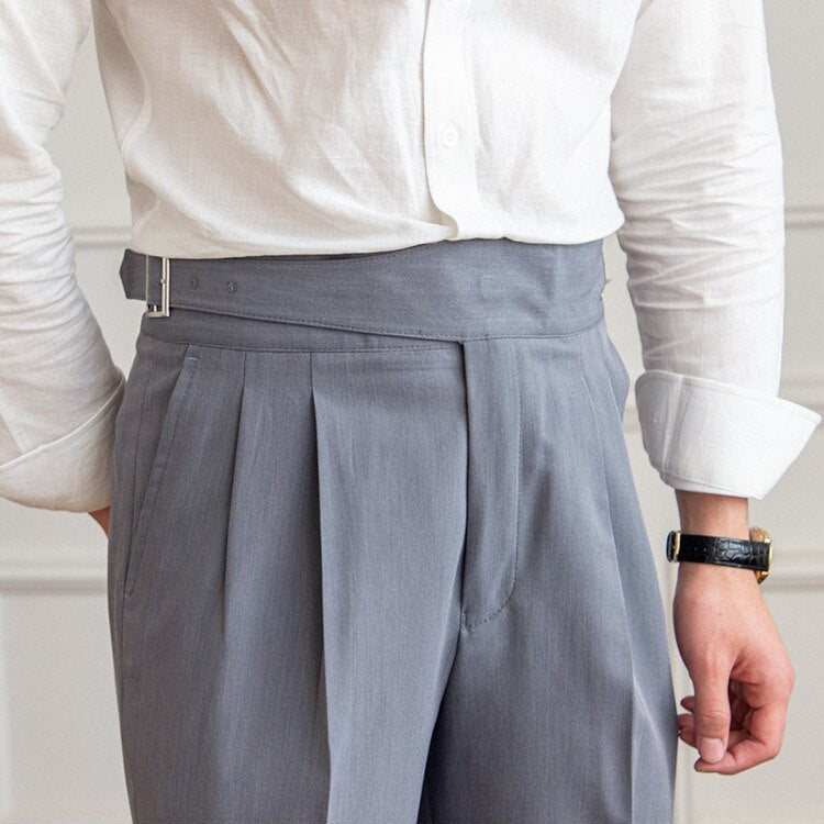 Classic buckle fastening pants high waist for men