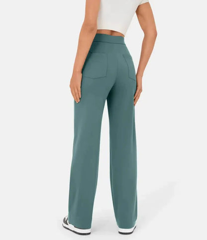 High waisted casual trousers with buttons for women