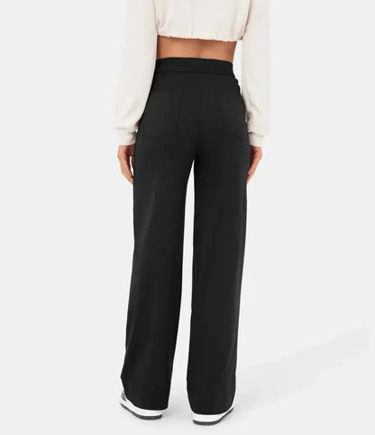 High waisted casual trousers with buttons for women